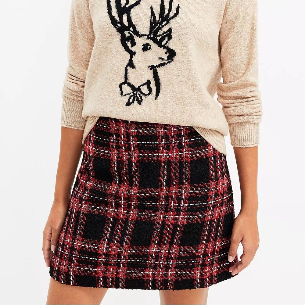 LOFT Burgundy Plaid Tweed Shift Skirt ❤️🖤 | Size 2 | $69.95 Retail